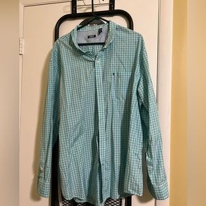 Aqua plaid long sleeve  shirt